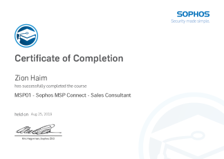 Sophos Certified Sales Consultant - MSP01 - Sophos MSP Connect - Sales Consultant